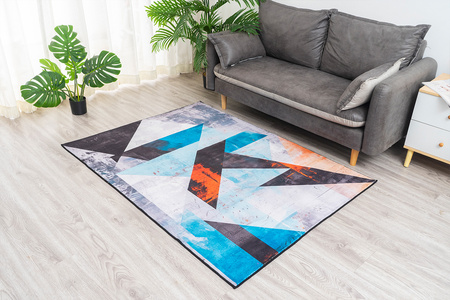 Dywan NOVO Strado nowoczesny do salonu marmurowy wzór velvet Nowoczesne Trójkty 140x200 cm