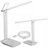 Lampka biurkowa LED Kreślarska szkolna na biurko z uchwytem na telefon, biała