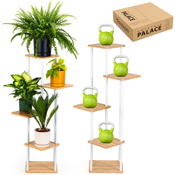 Kwietnik metalowy na kwiaty stojący wysoki 5 poziomów duży 106cm XL Palace, biały