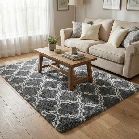 Dywan do salonu shaggy DECOR antypoślizgowy miękki puszysty modny 120x170 Grey Lantern