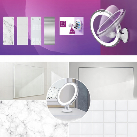 Lusterko kosmetyczne do makijażu powiększające x10 podświetlane LED, białe