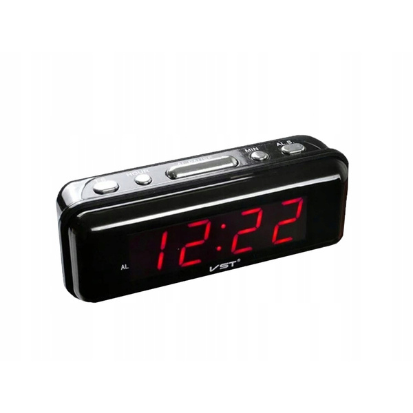 Budzik zegar elektroniczny cyfrowy LED 24h głośny alarm, czarny