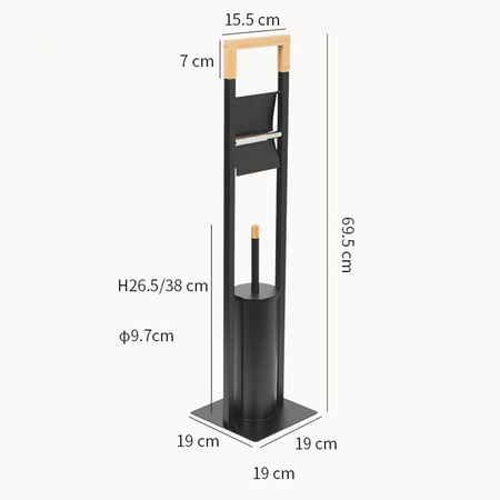 Metalowy stojak na papier toaletowy 2w1 Szczotka toaletowa wolnostojąca, czarny