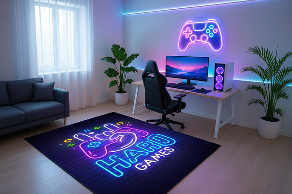 Dywan gamingowy 3D HardGames 140x200 cm - nowoczesny wzór 3D do pokoju gracza