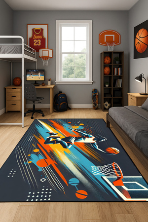 Dywan gamingowy 3D Strado BASKETBALL 100x150 cm nowoczesny z trójwymiarowym wzorem do pokoju gracza