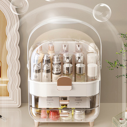 Large set of 3 ARIA acrylic cosmetic organizers with drawers multi-level white design