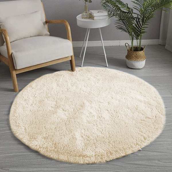 Dywan okrągły Shaggy 120x120 cm, beżowy CreamBeige - pluszowy do salonu
