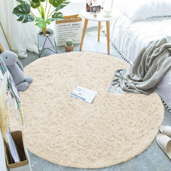 Shaggy Strado Round Carpet 90x90 CreamBeige (Beige)