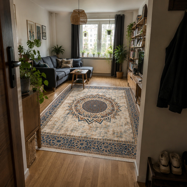 Duży dywan Mandala do salonu 200x300 orientalny NOVO antypoślizgowy miękki