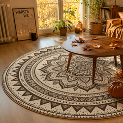 Dywan okrągły Mandala do salonu 100x100 orientalny NOVO antypoślizgowy