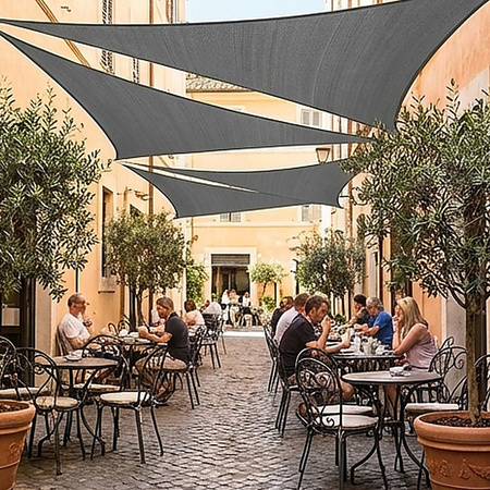 Żagiel przeciwsłoneczny szary trójkątny 3,6m ochrona UV wodoodporny +lina