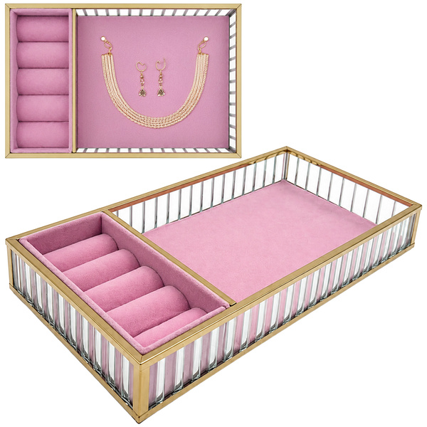 Szklana szkatułka na biżuterię 26x13x4cm 4A Pink