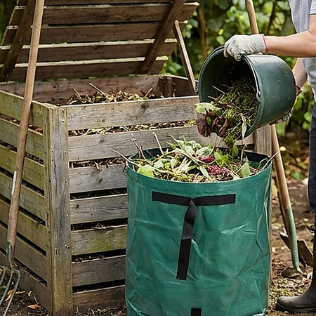 Worek kosz ogrodowy z uchwytami mocny na odpady liście trawę gałęzie 175L