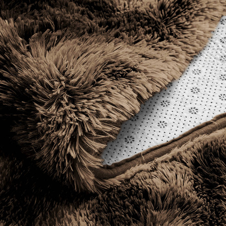 Dywan Okrągły Shaggy Ombre antypoślizgowy nowoczesny salon 120x120, kawowy