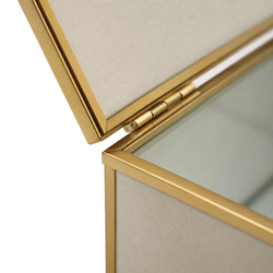 Szkatułka na biżuterię 18x13x7 cm organizer pudełko dekoracyjna pojemna welurowa beżowa