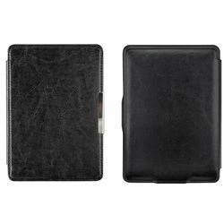 Etui Smart Case czarne do Kindle Paperwhite 1/2/3 z ekologiczną skórą i automatycznym wybudzaniem