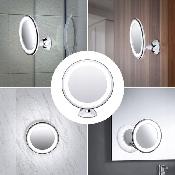 Lusterko kosmetyczne do makijażu powiększające x10 podświetlane LED, biały