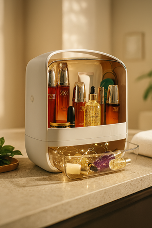 Kompaktowa szkatułka organizer NELA na biżuterię i kosmetyki praktyczny pojemnik z przegródkami