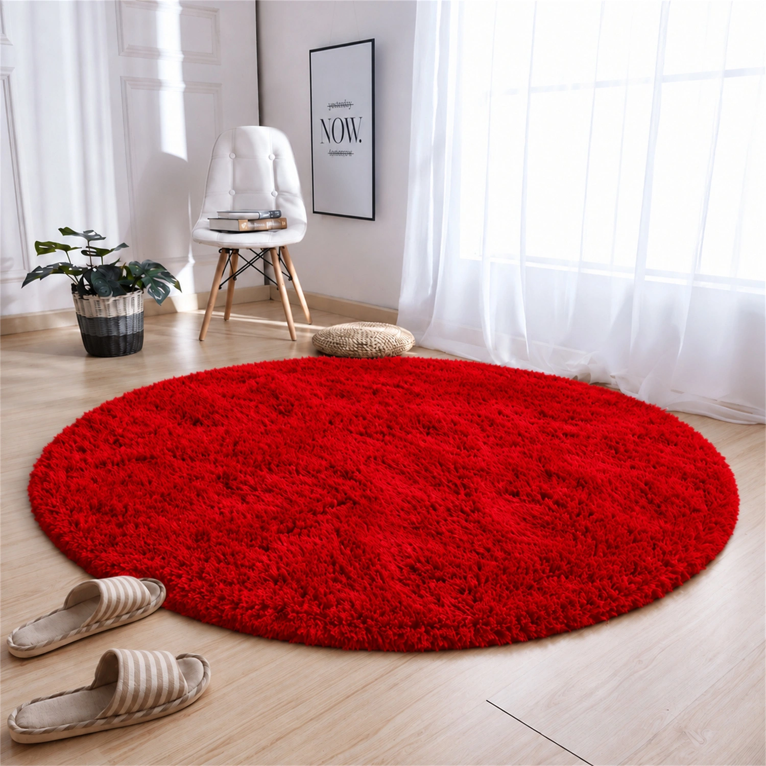 Dywan okrągły Shaggy BloodyRed 150 cm — widok główny