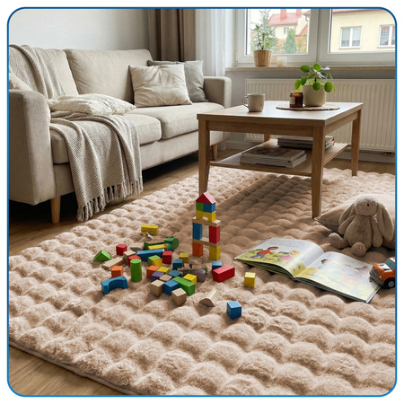 Dywan Rabbit Bubble 80x150 cm - miękki puszysty dywan do salonu i sypialni - beżowy