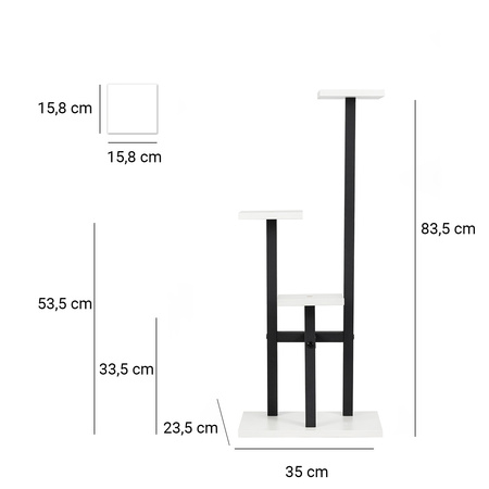 Kwietnik PEAK stojący metalowy stojak na kwiaty rośliny regał 83,5cm, biały