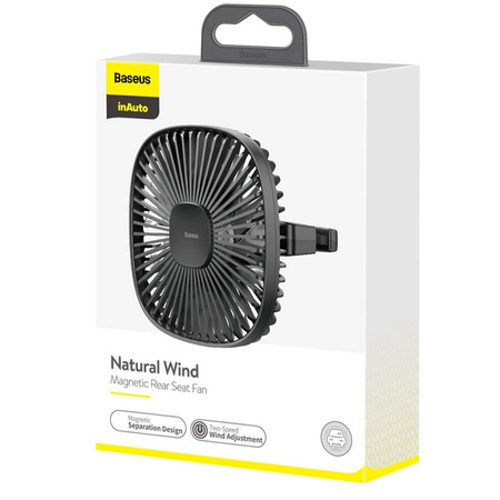 Baseus Natural Wind wentylator wiatrak samochodowy na zagłówek (Czarny)