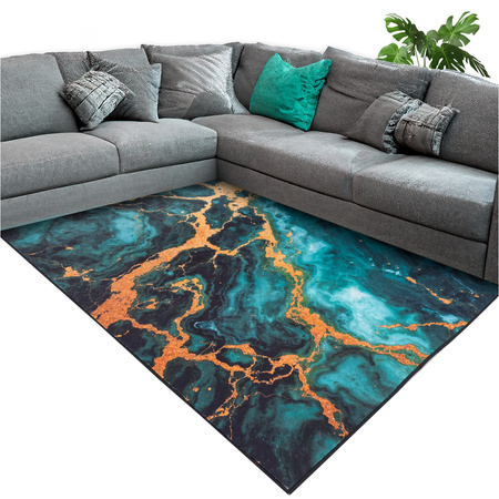 NOVO Strado modern carpet for living room marble pattern velvet Malachite 120x170 cm