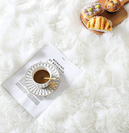 Dywan Owcza Skóra sztuczna puszysty futrzany miękki futro 100x150, biały