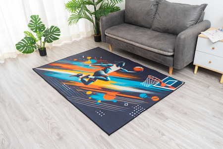 Dywan gamingowy 3D Strado BASKETBALL 100x150 cm nowoczesny z trójwymiarowym wzorem do pokoju gracza