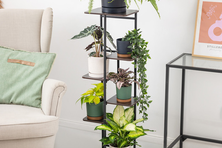 Duży stojący kwietnik 106cm metalowy 6 poziomów na kwiaty regał loft Mondo, czarny
