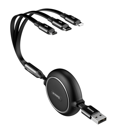 Kabel 3w1 USB - micro USB / Lightning / USB-C Baseus Golden Loop (Czarny)