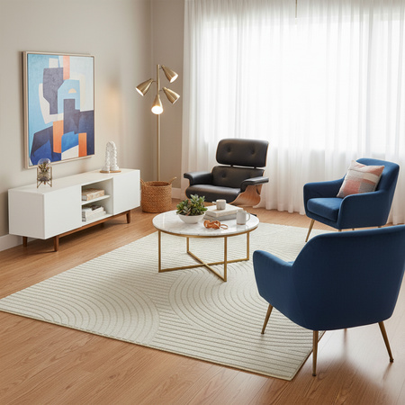 Dywan 160x230 do salonu pętelkowy duży japandi nowoczesny ciężki gruby POLO - Path Grey (Szary)