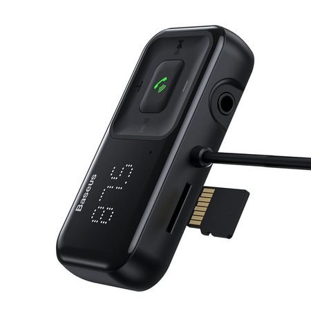 Transmiter FM Baseus T typed S-16, AUX, Bluetooth 5.0, 2x USB, microSD, 3A (czarny)