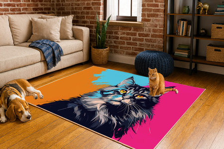 Dywan 3D Strado MainCoon 140x200 cm ze wzorem kota dla milośników zwierząt do salonu i pokoju