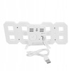4w1 Zegar cyfrowy LED 3D ścienny stojący budzik termometr data alarm, biały