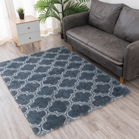 Dywan do salonu shaggy DECOR antypoślizgowy miękki puszysty modny 200x300, srebrny