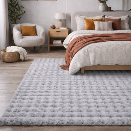 Dywan Rabbit Bubble 120x170 cm - miękki puszysty dywan do salonu i sypialni - srebrny
