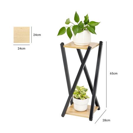 Kwietnik stojący metalowy stojak na kwiaty rośliny loft 2 poziomy Nexus