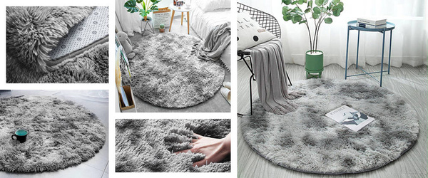 Shaggy Ombre Strado Round Carpet 200x200 OmbreSilver (Light Gray)