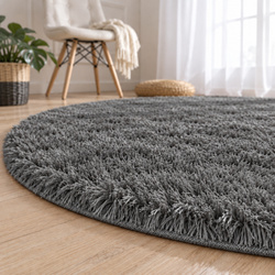Shaggy Strado 80x80 GreyNight round carpet (Dark Gray)