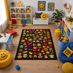 Dywan gamingowy 140x200 dla gracza mata pod fotel antypoślizgowy Emoji 3D