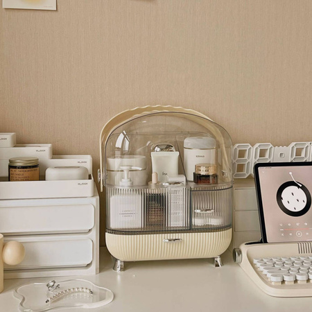 Wielopoziomowa szkatułka organizer Strado na kosmetyki i biżuterię pojemny zamykany kuferek akrylowy