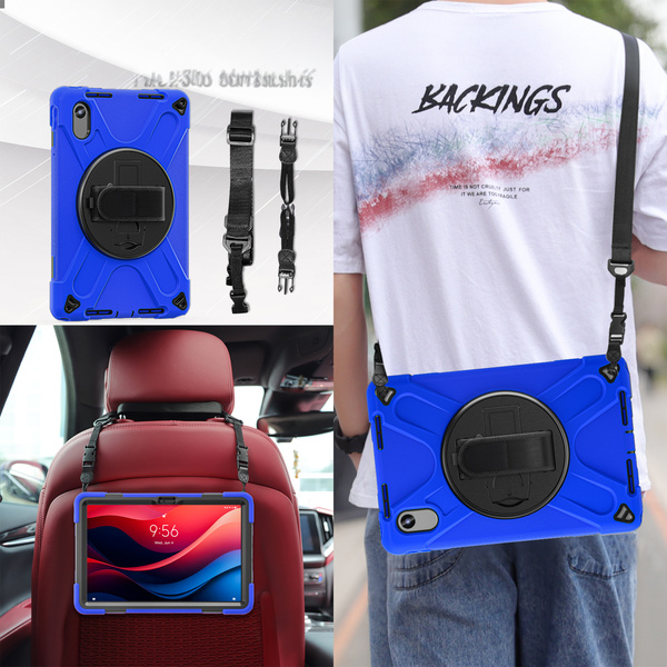 Etui Armor Strap do Lenovo Tab M11, granatowe - ochronne z podstawką, dostęp do portów i przycisków