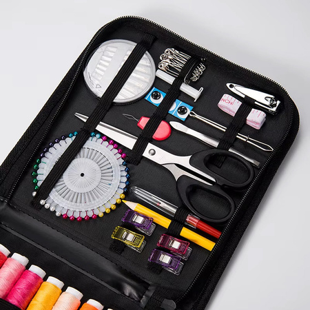Duży Zestaw do szycia przybornik krawiecki nici igły nożyczki centymetr