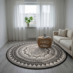 Dywan okrągły Mandala do salonu 100x100 orientalny NOVO antypoślizgowy