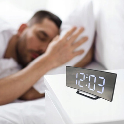 Zegar Elektroniczny Cyfrowy LED Zegarek Elektroniczny Budzik z Termometrem, biały