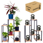 Kwietnik stojący metalowy PANORAMA na kwiaty i rośliny na 6 donic JASNY DĄB