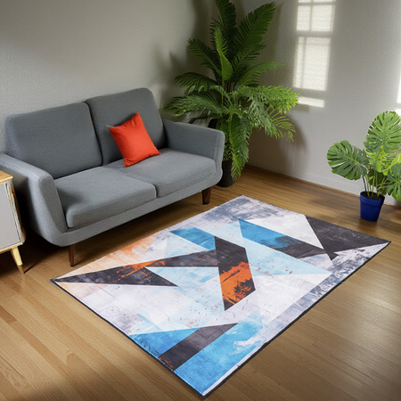 Dywan NOVO Strado nowoczesny do salonu marmurowy wzór velvet Nowoczesne Trójkty 120x170 cm