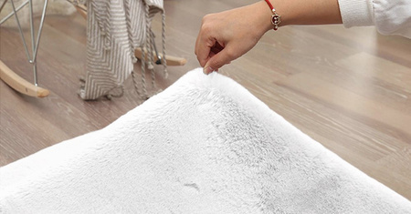 Dywan Okrągły Rabbit futro królika antypoślizgowy puszysty 200x200, biały