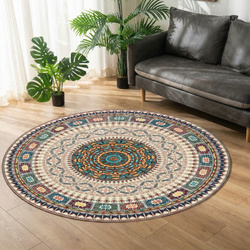 Dywan okrągły Novo 80x80 cm, beżowy Orientalny - pluszowy do salonu